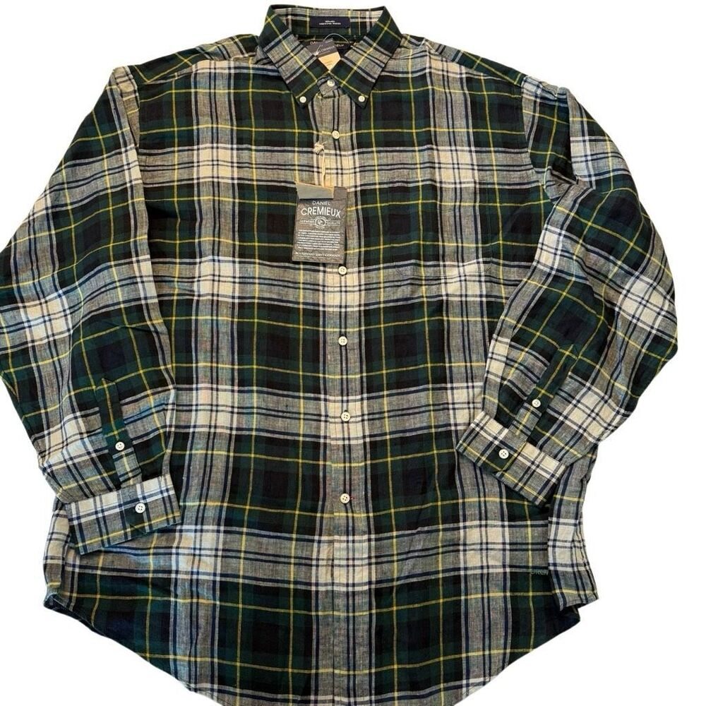 Daniel Cremieux Collection | NWT | 100% Linen | Gordon Dress Gordon Plaid Button